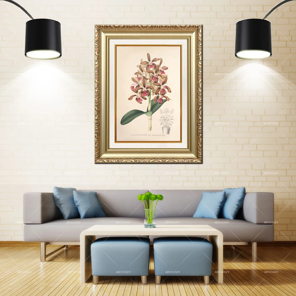 Artcozy Золотая рамка абстрактная cattleya удлиненная Водонепроницаемая холщовая