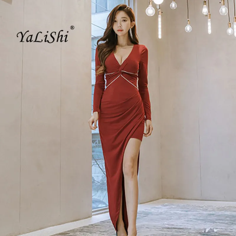 2022 Spring Maxi Dresses Blue Red Long Sleeve V Neck Bandage Bodycon Women Dress Vintage Sexy Party Split Long Dress Vestidos
2022 Spring Maxi Dresses Blue Red Long Sleeve V Neck Bandage Bodycon Women Dress Vintage Sexy Party Split Long Dress Vestidos