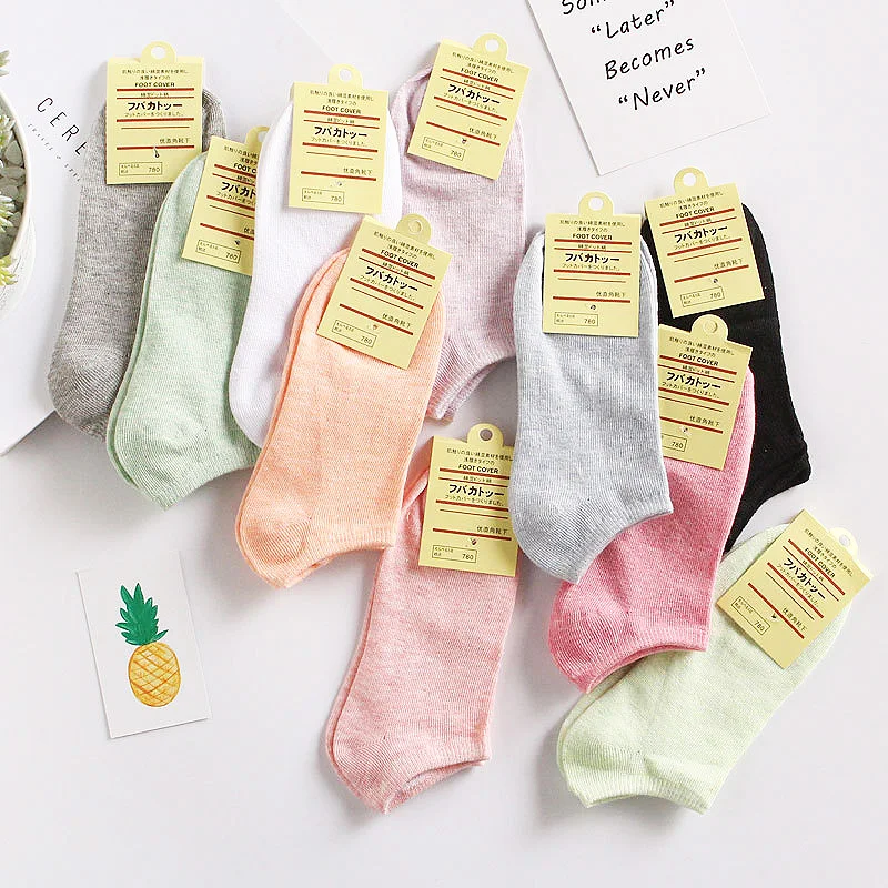 Фото Женские носки 10 цветов мягкие удобные повседневные карамельные - купить