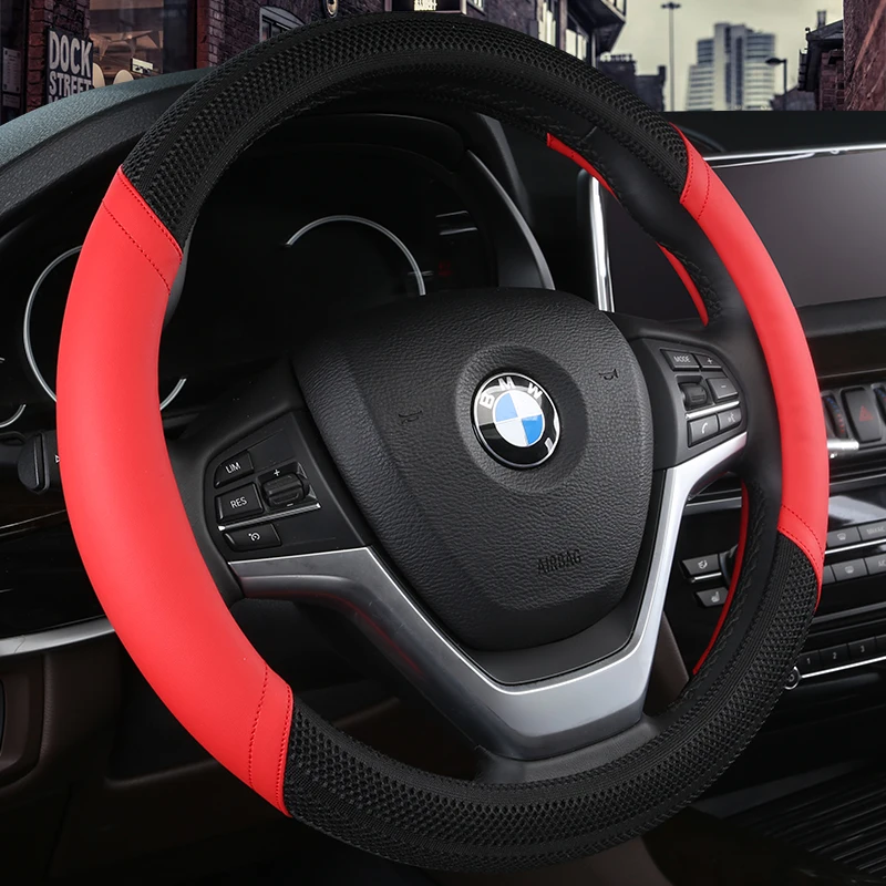 38CM Car Steering Wheel Cover Anti slip Leather Cars Wheels Covers Breathable Hand Stitching Steering-Wheel Car-stying Universal
38CM Car Steering Wheel Cover Anti slip Leather Cars Wheels Covers Breathable Hand Stitching Steering-Wheel Car-stying Universal