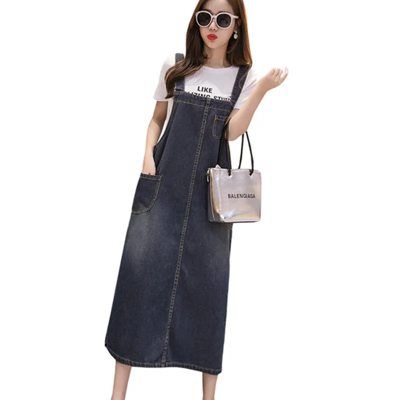 Summer Women Long Denim Dress Sundress Fashion Pockets Casual Loose Overalls Dresses Female Blue Strap Jeans Dress Plus Size 5XL
Summer Women Long Denim Dress Sundress Fashion Pockets Casual Loose Overalls Dresses Female Blue Strap Jeans Dress Plus Size 5XL
