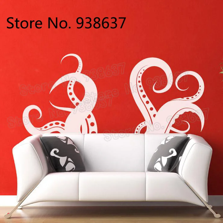 Tentacles Vinyl Wall Decal Sticker Kitchen Waterproof Animal Stickers Sofa Background Bathroom Home Decoration Mural ZB508 | Дом и сад