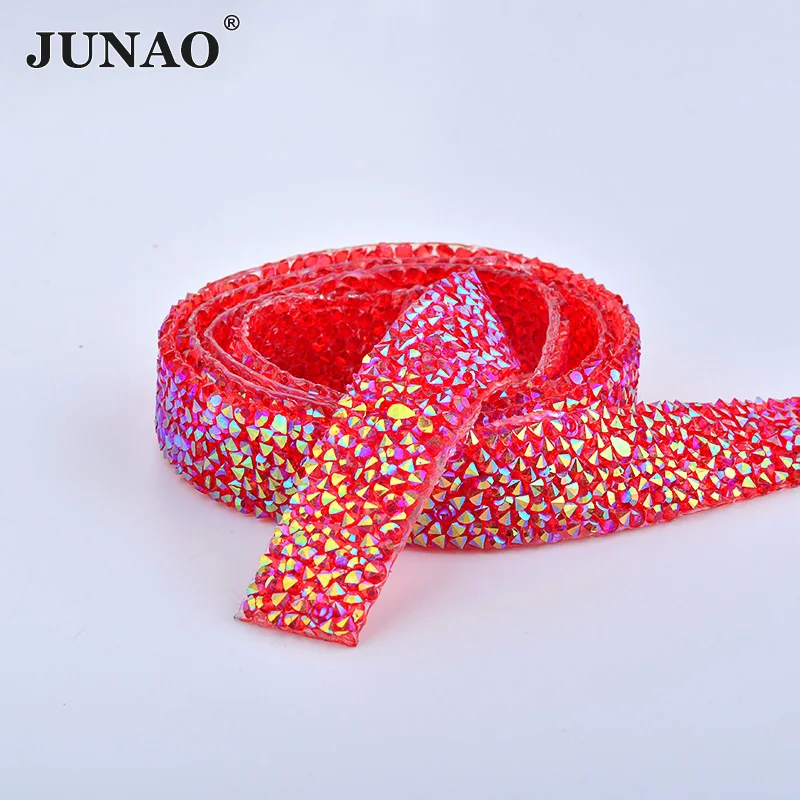 JUNAO 5 Yard*15mm Red AB Hotfix Rhinestones Chain Bridal Beads Applique Trim Resin Crystal Strass Banding Mesh For Wedding Dress
JUNAO 5 Yard*15mm Red AB Hotfix Rhinestones Chain Bridal Beads Applique Trim Resin Crystal Strass Banding Mesh For Wedding Dress