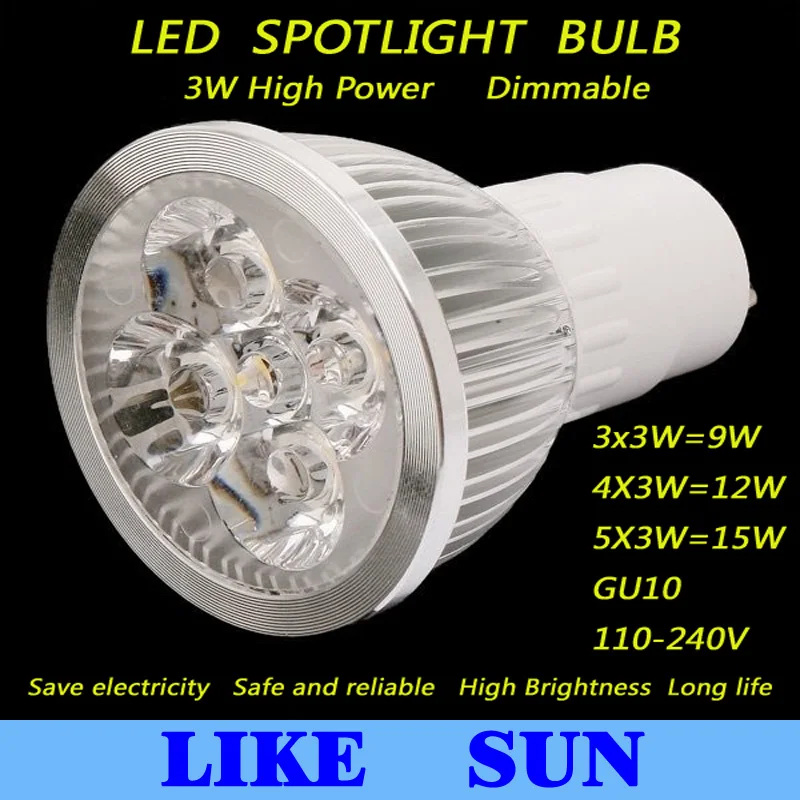 

Светодиодная лампа X10 высокой мощности CREE с регулируемой яркостью GU10 9 Вт 12 Вт 15 Вт 85-265 в