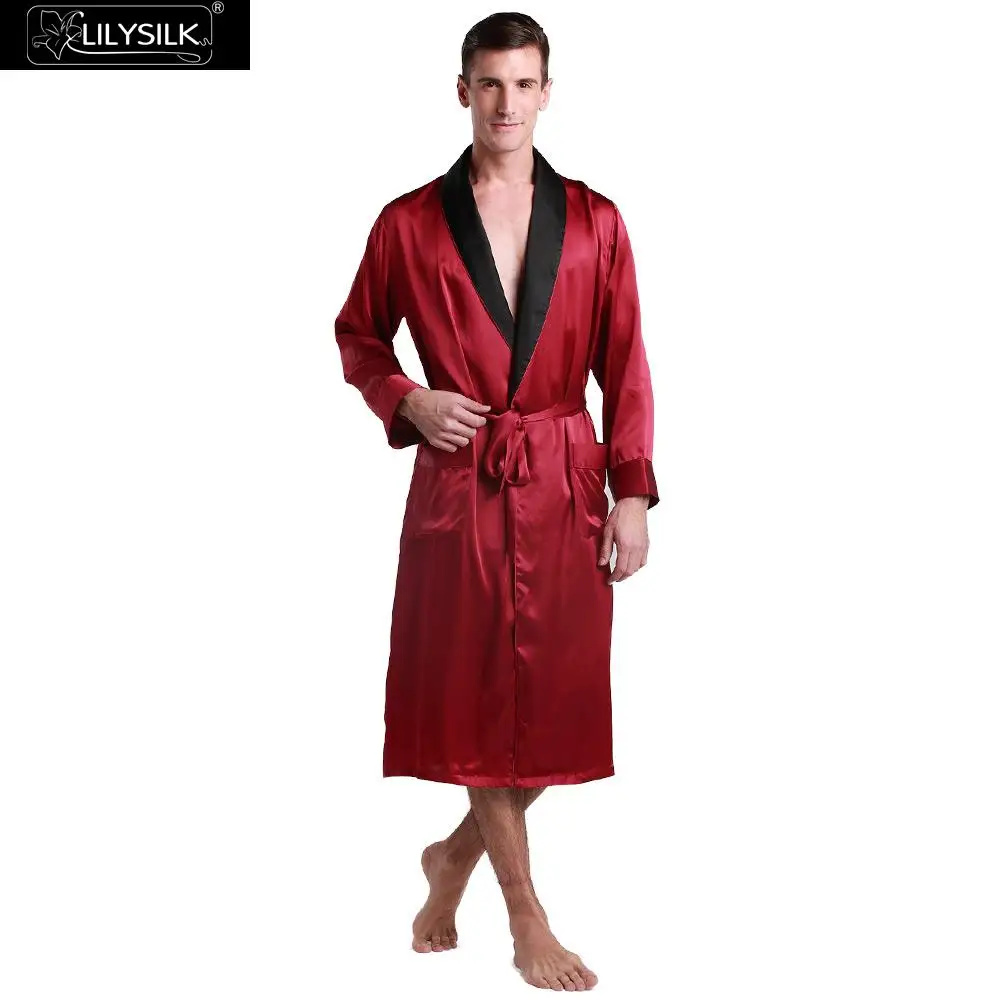 LilySilk халат кимоно пеньюар мужской домашняя одежда для мужчин 22 Momme черный