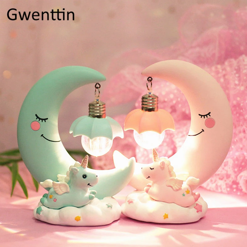 

Unicorn LED Night Light Cartoon Romantic Moon Night Lamp Luminaria Bedroom Bedside Children Baby Kids Birthday Gift Home Decor