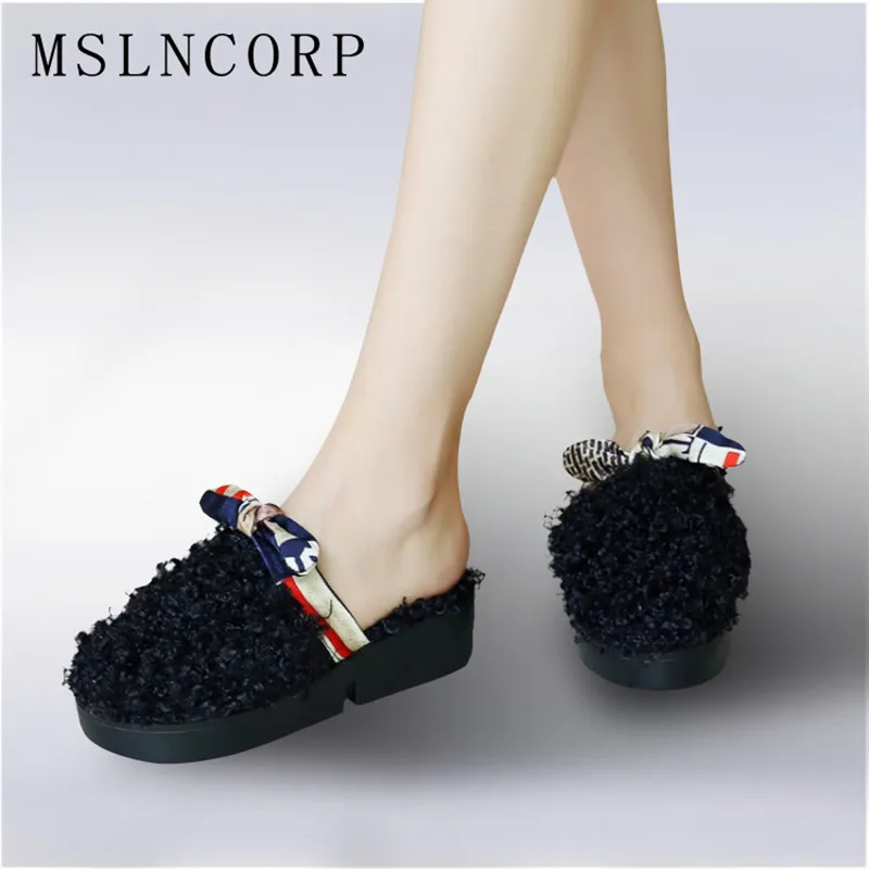 Size 34-44 Ladies Beautiful Flats Shoes Platform Slippers Bow Comfy Round Toe Mules Fur Women Latest Fashion Furry Cotton Shoes
Size 34-44 Ladies Beautiful Flats Shoes Platform Slippers Bow Comfy Round Toe Mules Fur Women Latest Fashion Furry Cotton Shoes