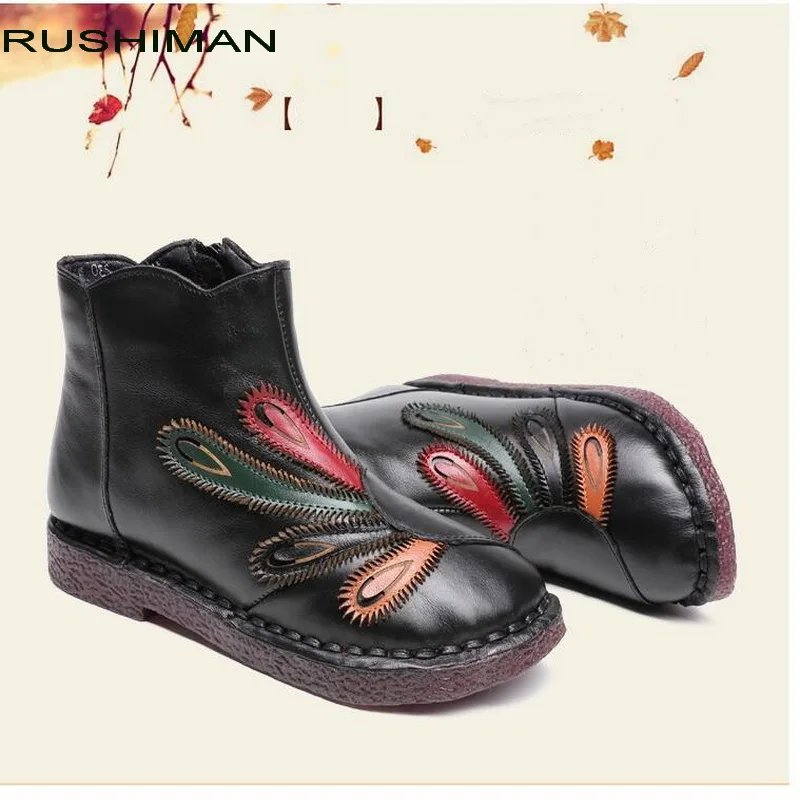 RUSHIMAN Fashion Design Shoes Women Phoenix tail Retro Casual Handmade Ankle Boots Flat Real Genuine Leather Women Shoes Boots
RUSHIMAN Fashion Design Shoes Women Phoenix tail Retro Casual Handmade Ankle Boots Flat Real Genuine Leather Women Shoes Boots