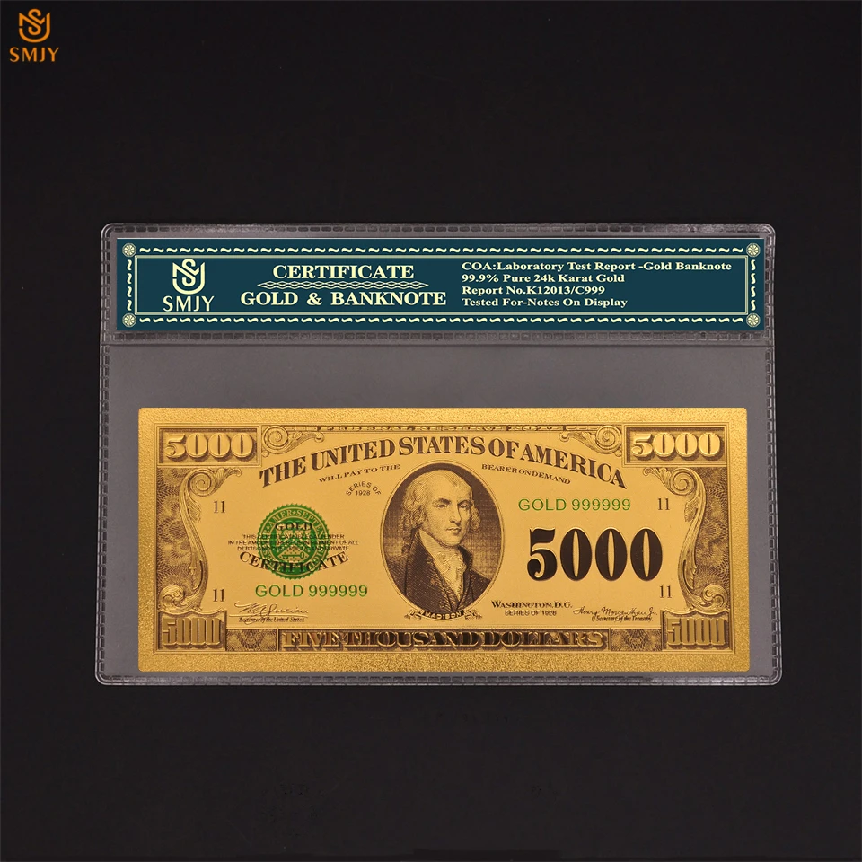 1918 US Currency Paper 5000 Dollar Money Gold Banknote Collections With COA Outer Frame
1918 US Currency Paper 5000 Dollar Money Gold Banknote Collections With COA Outer Frame