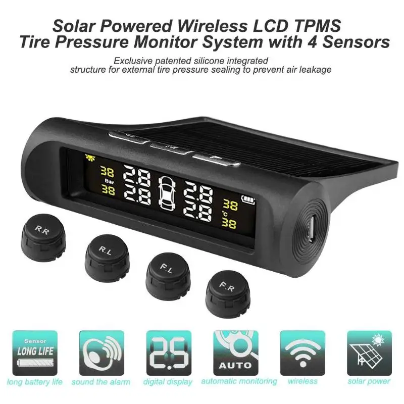 ALLOYSEED Smart Car TPMS Tire Pressure Monitoring System Solar Power Digital LCD Display Car Tyre Pressure Security Alarm System
ALLOYSEED Smart Car TPMS Tire Pressure Monitoring System Solar Power Digital LCD Display Car Tyre Pressure Security Alarm System