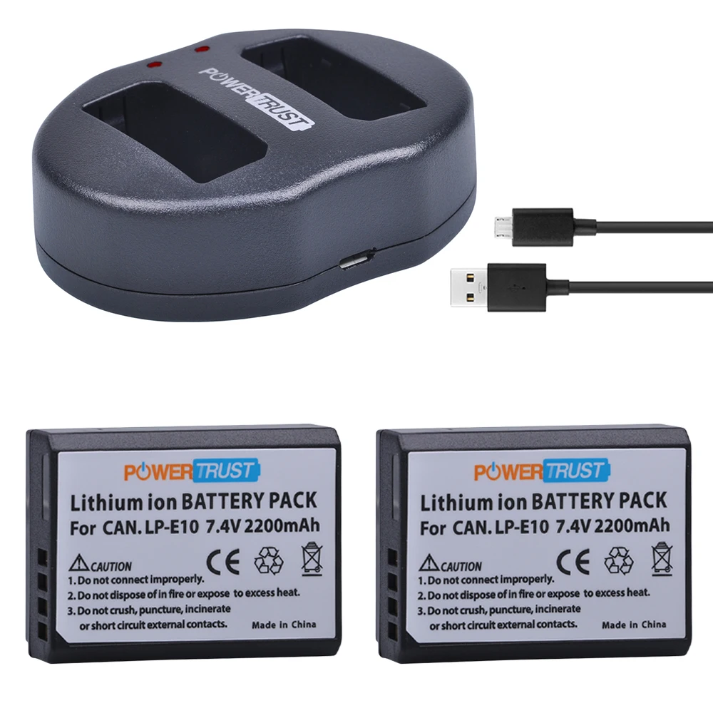 PowerTrust 2Pcs LP-E10 2200mAh LP E10 LPE10 Camera Battery + Dual USB Charger for Canon 1100D 1200D Rebel T3 T5 KISS X50 X70
PowerTrust 2Pcs LP-E10 2200mAh LP E10 LPE10 Camera Battery + Dual USB Charger for Canon 1100D 1200D Rebel T3 T5 KISS X50 X70