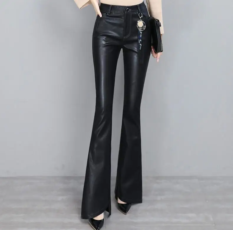 S-2XL Hot / Spring Women New Fashion High waist wear PU leather trousers was thin casual bell pants
S-2XL Hot / Spring Women New Fashion High waist wear PU leather trousers was thin casual bell pants