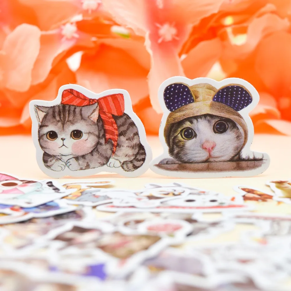 Фото 30 шт. Kawaii воды цвет Стиль креативный милый Кот стикер собственн made животных