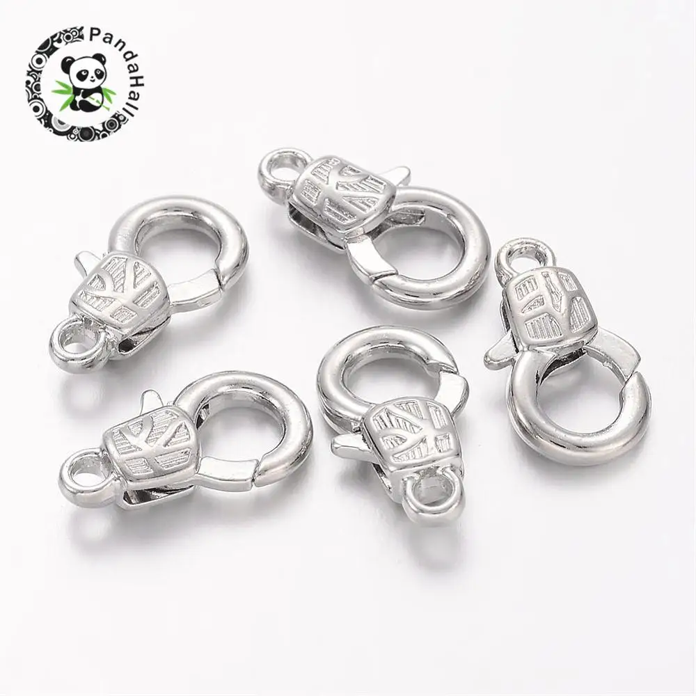 

5pcs Metal Tone Alloy Lobster Claw Clasps Jewelry Findings for DIY Nickel Free, about 11mm wide, 17mm long, 4mm thick; hole: 2mm