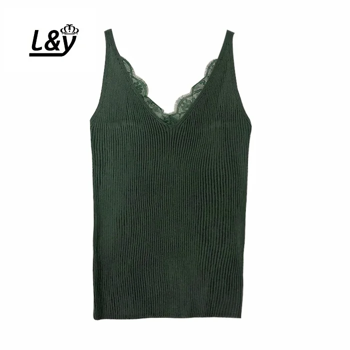 L & Y Мода элегантный топ с кружевом бретели Для женщин Vestido летние модные стильные