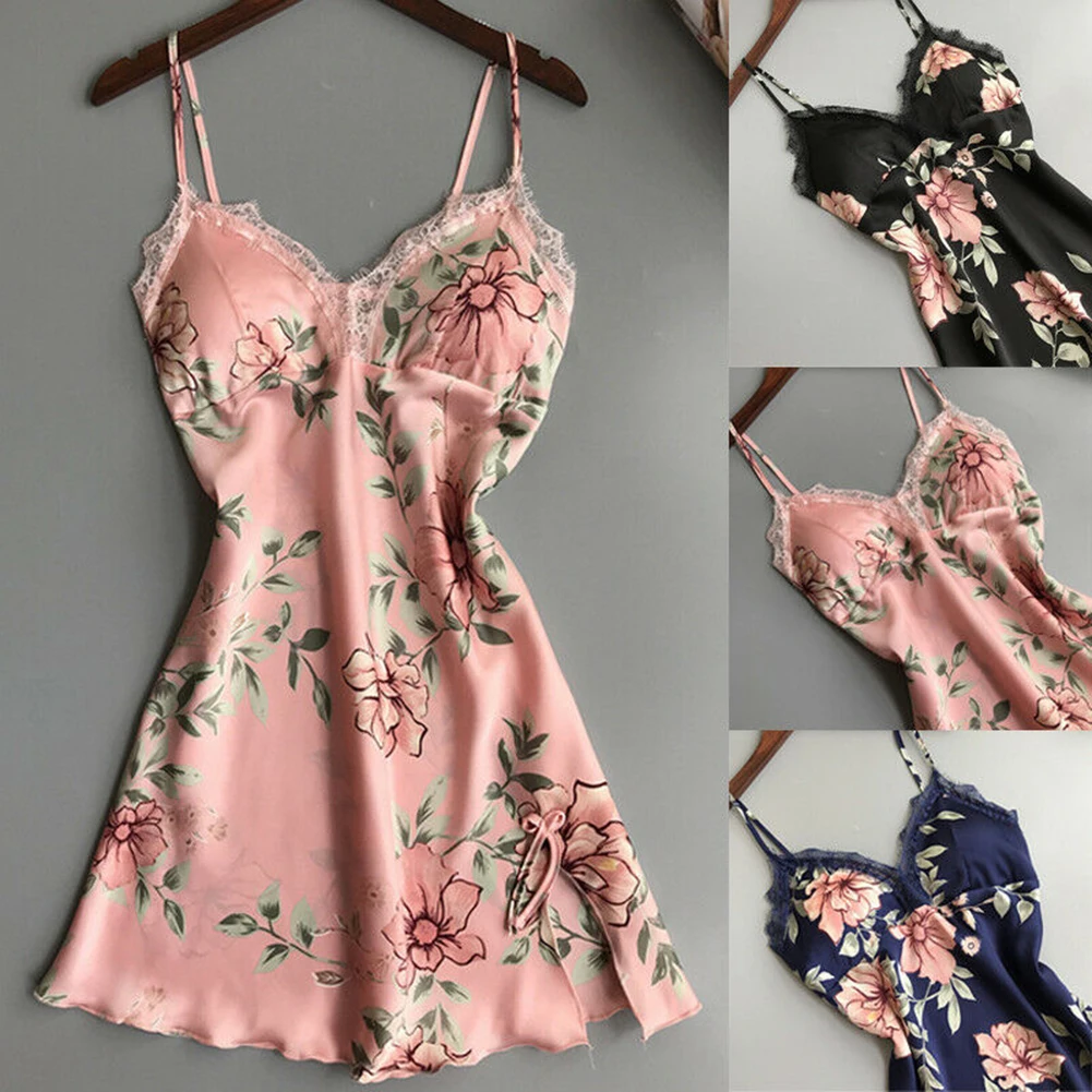 Women's Sexy Silk Nightgown Summer Dress Lace Night Dress Sleepwear V-Neck Floral Print Sleepwear Satin Nighty Sleep Wear
Women's Sexy Silk Nightgown Summer Dress Lace Night Dress Sleepwear V-Neck Floral Print Sleepwear Satin Nighty Sleep Wear