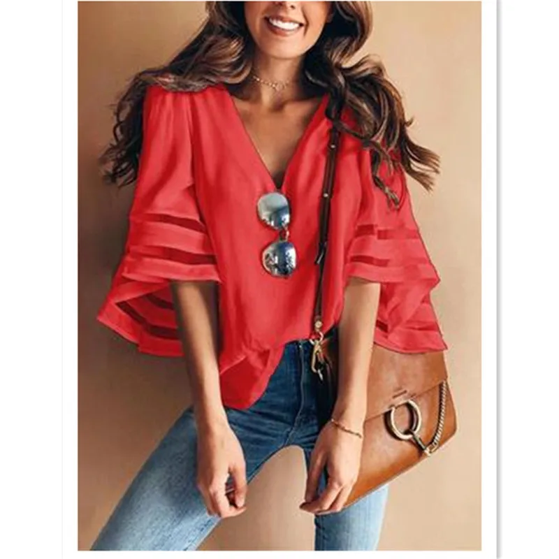 Sweet fresh Europe America new design solid Easy casual chiffon blouses shirts Net yarn chiffon spliced hot sale Special Offer
Sweet fresh Europe America new design solid Easy casual chiffon blouses shirts Net yarn chiffon spliced hot sale Special Offer