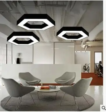 Led office chandelier hexagonal hollow gym supermarket store industrial wind internet bar messenger lamp | Лампы и освещение