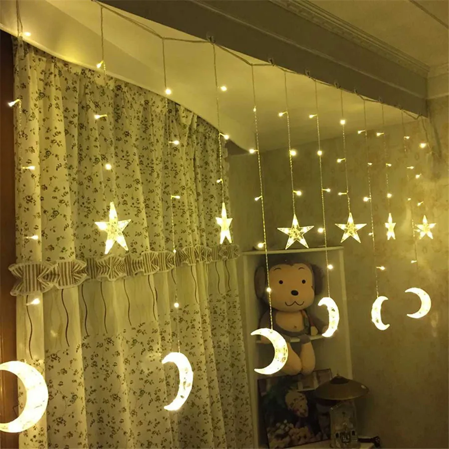 2.5M Led icicle curtain light 138Leds 6 Stars 6 Moons fairy light garland for home party birthday decoration EU/US/UK/AU
2.5M Led icicle curtain light 138Leds 6 Stars 6 Moons fairy light garland for home party birthday decoration EU/US/UK/AU