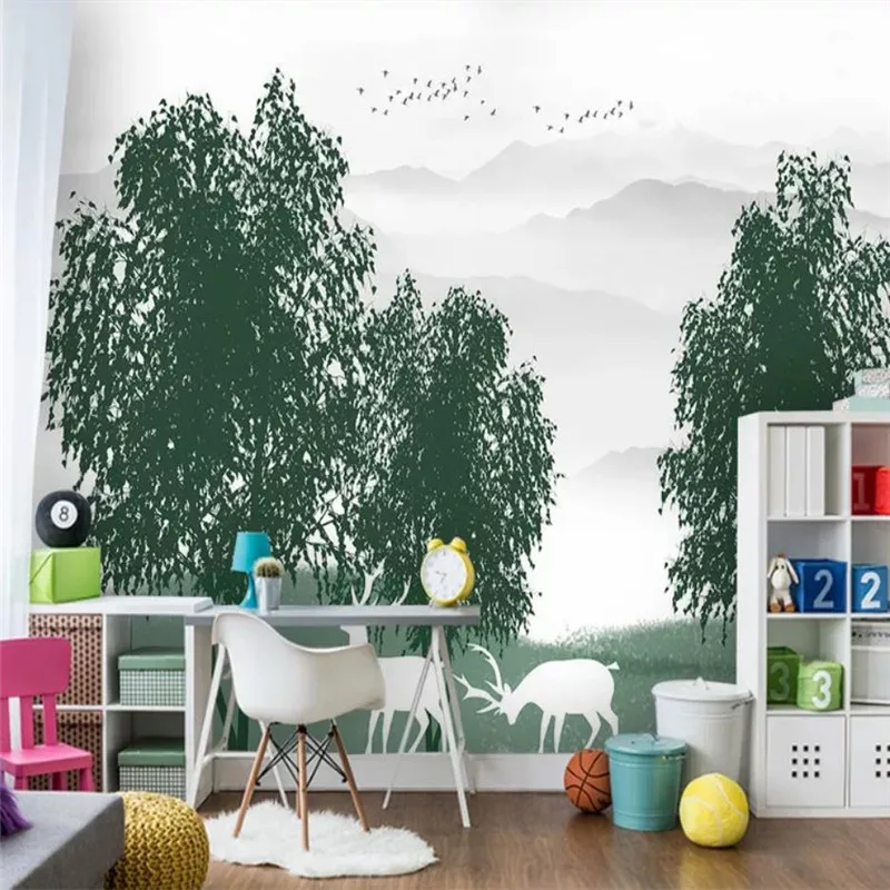 Custom wallpaper Nordic minimalist art forest elk flying bird background wall high decorative painting waterproof material
Custom wallpaper Nordic minimalist art forest elk flying bird background wall high decorative painting waterproof material