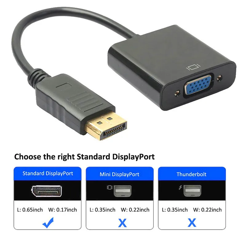 Gold-plated DP Displayport to VGA converter adapter cable Displayport input to VGA output cable for PC Laptop TV 20cm
Gold-plated DP Displayport to VGA converter adapter cable Displayport input to VGA output cable for PC Laptop TV 20cm