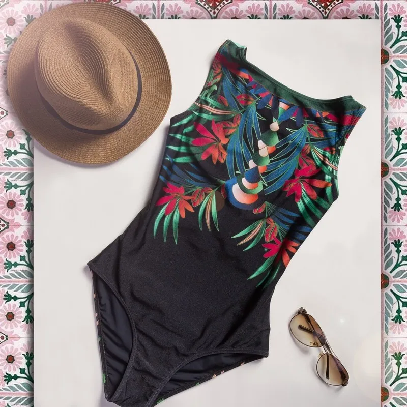 Striped Women One Piece Swimsuit High Quality Swimwear Printed Push Up Monokini Summer Bathing Suit Tropical Bodysuit Female | Спорт и