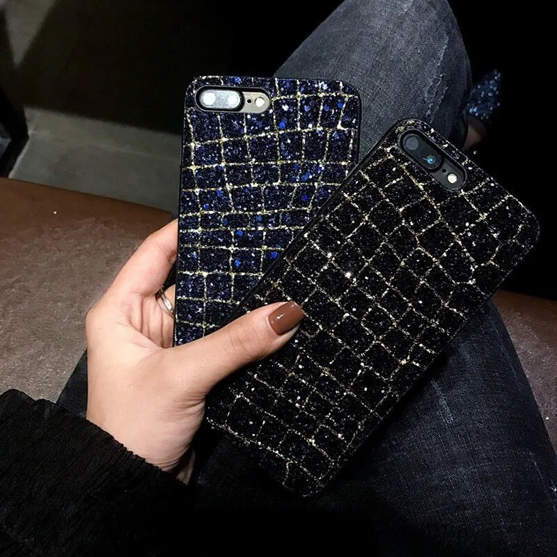 Блестящий блестящий чехол пудра для iPhone XR XS MAX X роскошный из ТПУ с квадратной