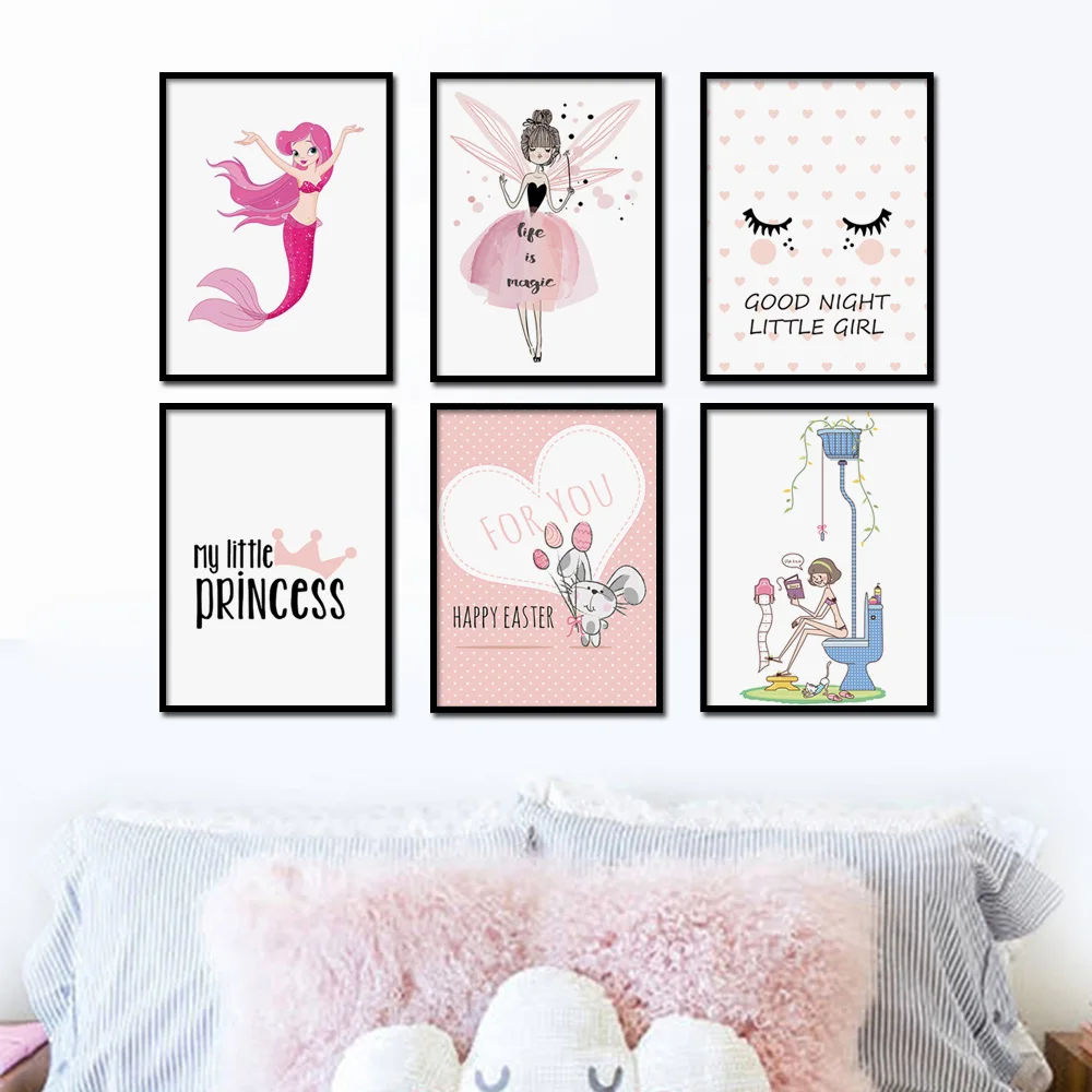 Pink Cartoon Mermaid Girl Nursery Crown Nordic Posters and Prints Wall Art Canvas Painting Wall Pictures Baby Kids Room Decor
Pink Cartoon Mermaid Girl Nursery Crown Nordic Posters and Prints Wall Art Canvas Painting Wall Pictures Baby Kids Room Decor