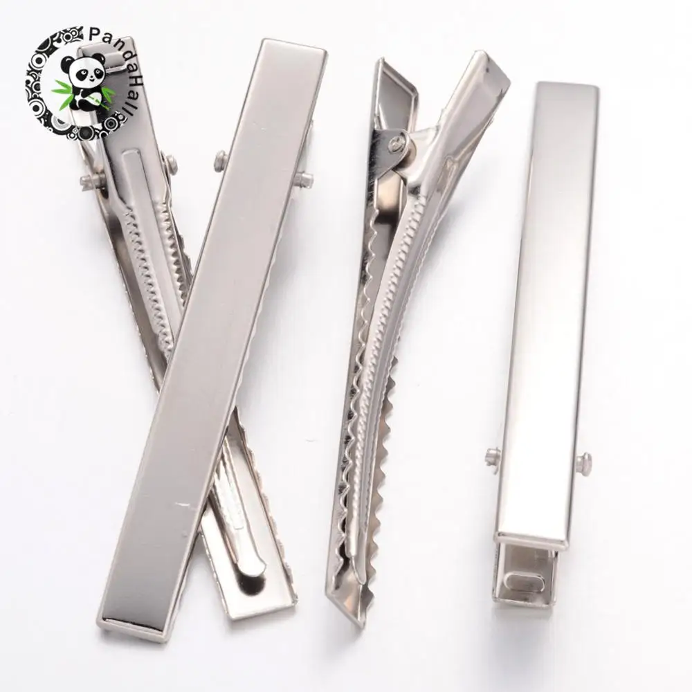 Metal tone iron flat alligator hair clip findings for diy hair accessories making, 77x9mm
Metal tone iron flat alligator hair clip findings for diy hair accessories making, 77x9mm