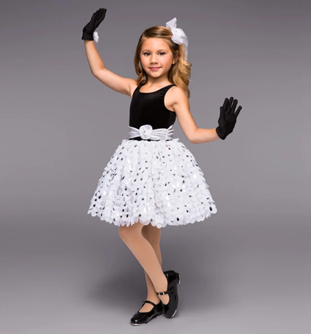Girls Ballet dance dress Lovely piece skirt black and white color stage performance dance dress M-0709
Girls Ballet dance dress Lovely piece skirt black and white color stage performance dance dress M-0709