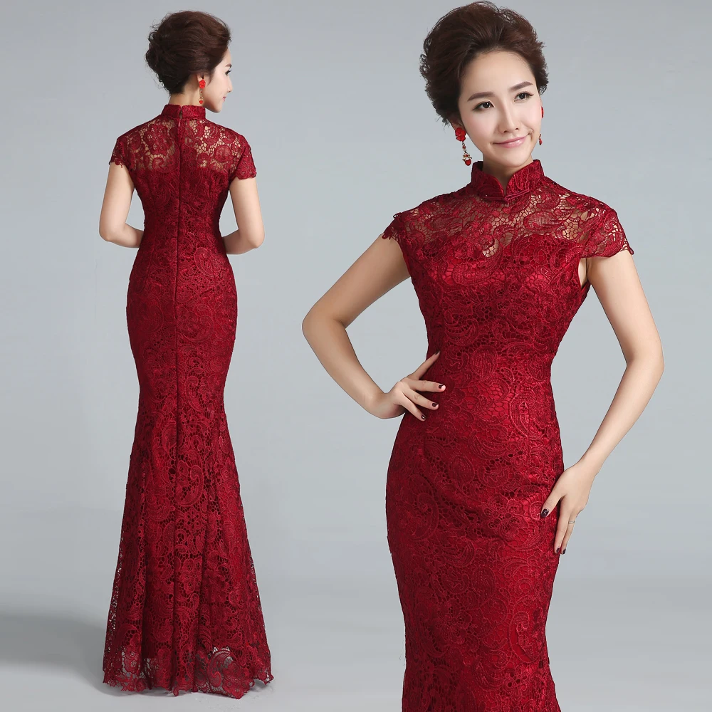 Wine Red Lace Wedding Cheongsam Modern Chinese Traditional Dress Qipao Evening Dresses Long Qi Pao Formal Vintage Robe Chinoise
Wine Red Lace Wedding Cheongsam Modern Chinese Traditional Dress Qipao Evening Dresses Long Qi Pao Formal Vintage Robe Chinoise