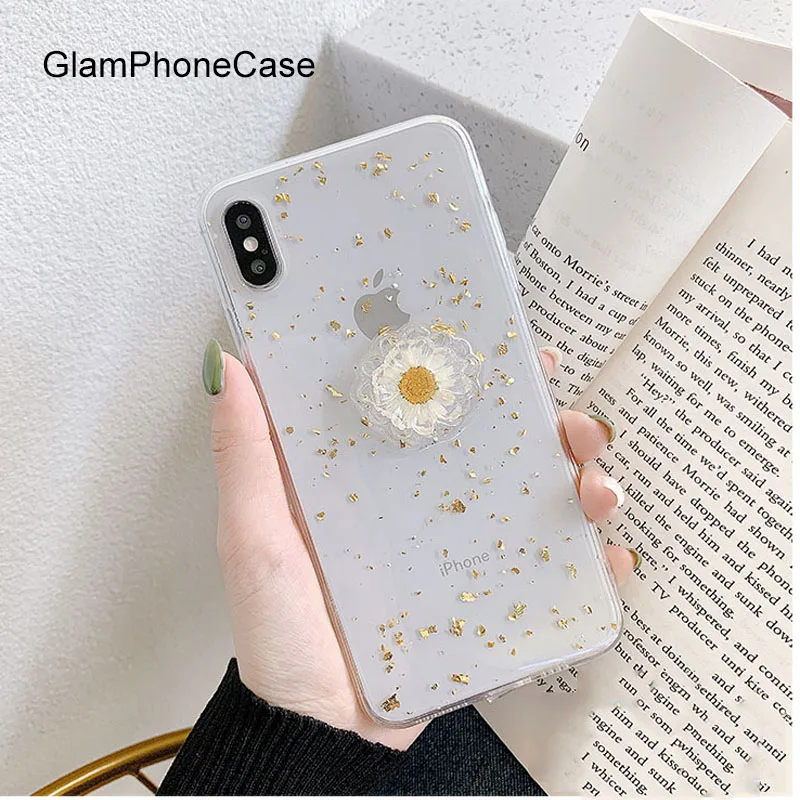 GlamPhoneCase Золотая фольга Дейзи чехол для телефона iPhone X XS Max XR Мягкий силиконовый 7 8 6