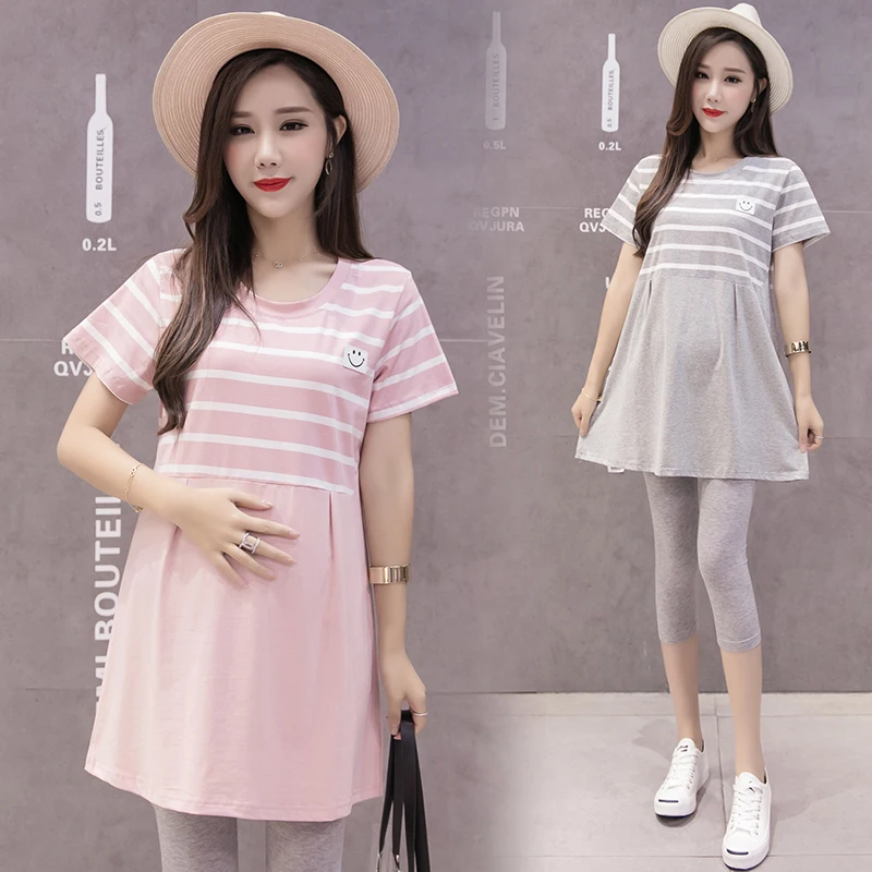 Cotton Maternity Suit T-shirt+Cropped pants Sets For Pregnant Two Pieces Fashion Clothes For Pregnant Women Plus Size Twinset
Cotton Maternity Suit T-shirt+Cropped pants Sets For Pregnant Two Pieces Fashion Clothes For Pregnant Women Plus Size Twinset