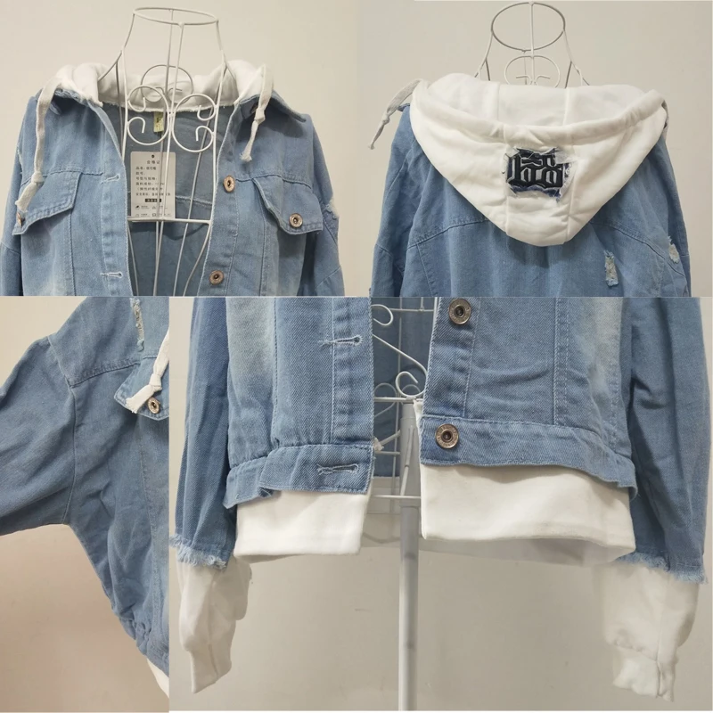 Fashion Cotton Clothes 2021 Spring New Hat Hole Denim Jacket Women Tops Patchwork Outwear Female Hooded Jeans Coat QH279
Fashion Cotton Clothes 2021 Spring New Hat Hole Denim Jacket Women Tops Patchwork Outwear Female Hooded Jeans Coat QH279