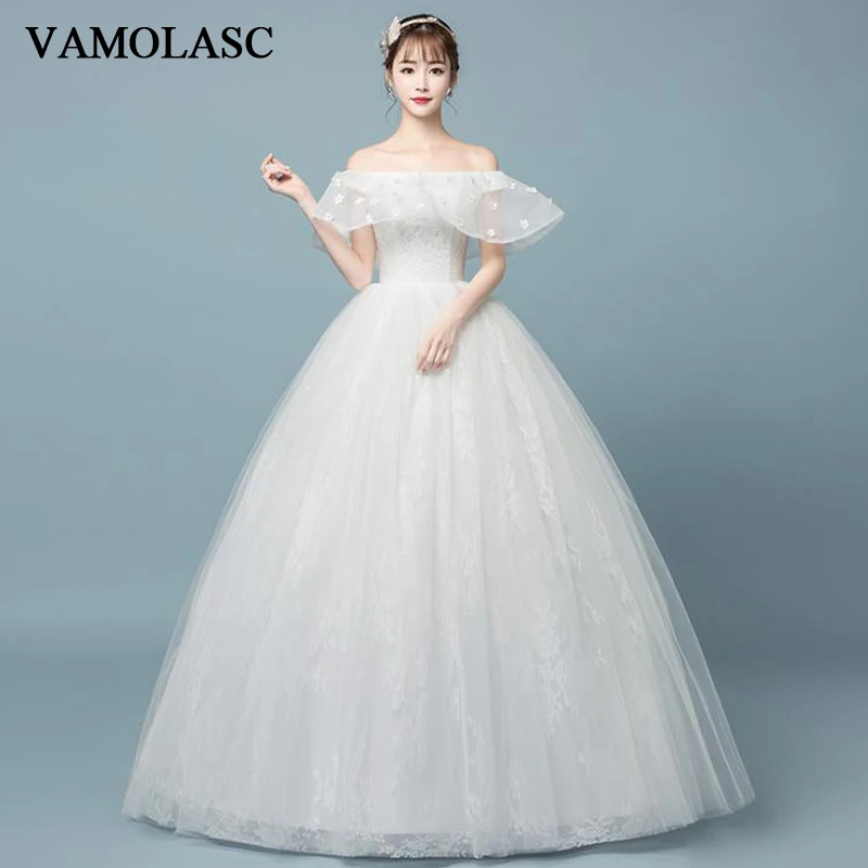 VAMOLASC Boat Neck Lace Flowers Appliques Ball Gown Wedding Dresses Off The Shoulder Backless Bridal Gowns
VAMOLASC Boat Neck Lace Flowers Appliques Ball Gown Wedding Dresses Off The Shoulder Backless Bridal Gowns