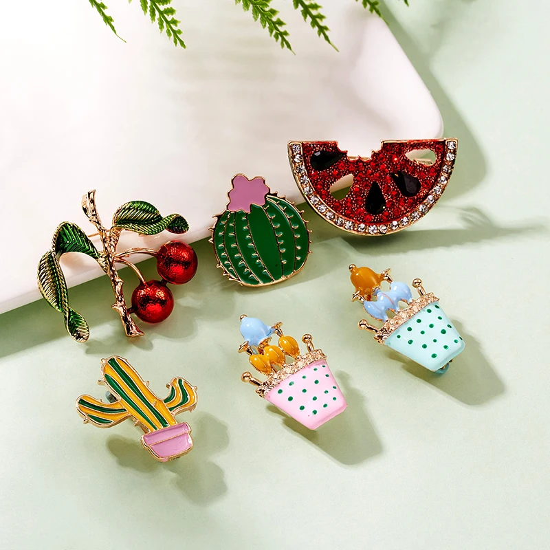 1PC Cartoon Plant Enamel Badges Brooches Coconut Tree Cactus Pot Cherry Watermelon Fruit Brooch Button Pin Denim Clothes Badge
1PC Cartoon Plant Enamel Badges Brooches Coconut Tree Cactus Pot Cherry Watermelon Fruit Brooch Button Pin Denim Clothes Badge