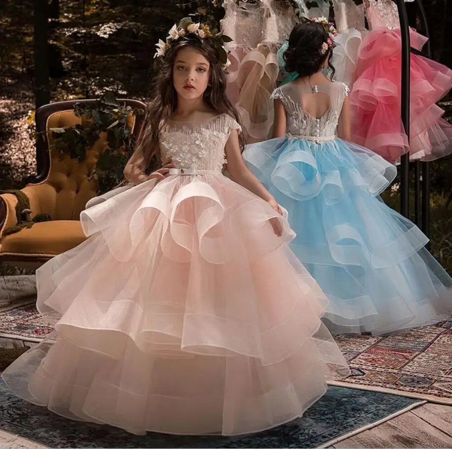New Appliques Flower Girls Dresses For Weddings Lace Belt Ball Gown Birthday Children Girl Pageant Gown First Communion Dress
New Appliques Flower Girls Dresses For Weddings Lace Belt Ball Gown Birthday Children Girl Pageant Gown First Communion Dress