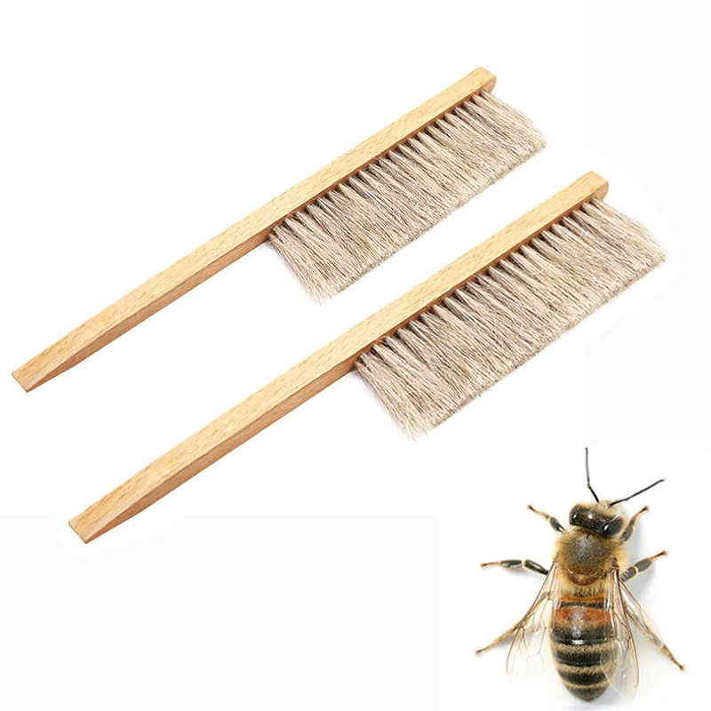 

2 pcs Beekeeping Tools Wood Bee Sweep Brush Two Rows Horsetail Hair New Bee Brushes Beekeeping Equipment for Apiculture