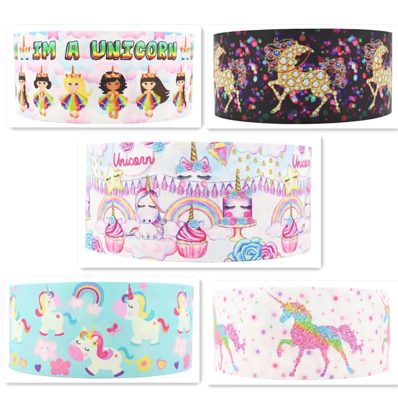 Q & N ленты 16 мм 22 25 38 50 75 Единорог Grosgrain 50yds/тесьма в рулоне Бесплатная