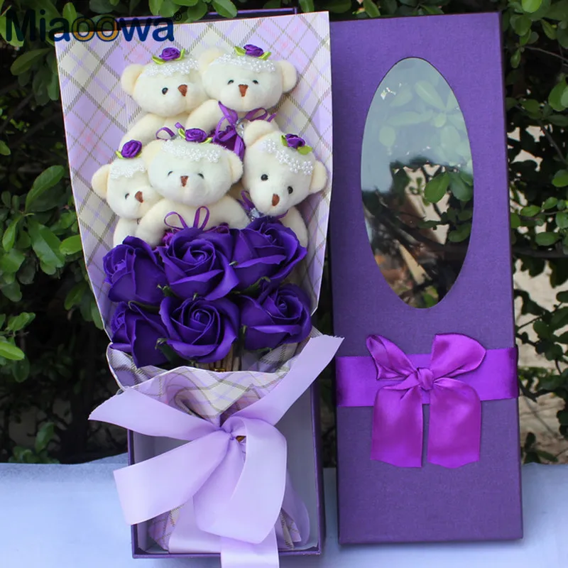Cute Handmade 5 Teddy Bear+ 6 Flowers Stuffed Animal Plush Animal Toy Cartoon Flowers Bouquet Valentine's Day Gift
Cute Handmade 5 Teddy Bear+ 6 Flowers Stuffed Animal Plush Animal Toy Cartoon Flowers Bouquet Valentine's Day Gift