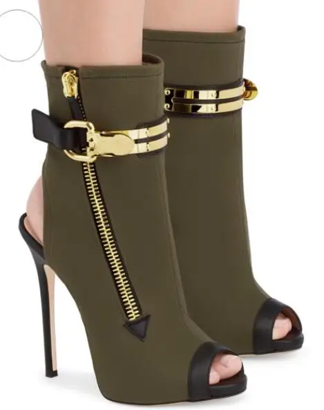 Hot Fashion Sexy Army Green Canvas Ankle Shoes Zip Peep Toe Thin Heels Women's Shoes Metal Decoration Big Size Women's Boots
Hot Fashion Sexy Army Green Canvas Ankle Shoes Zip Peep Toe Thin Heels Women's Shoes Metal Decoration Big Size Women's Boots