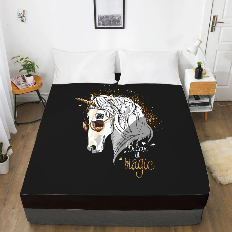 3D HD Digital Printing Custom Bed Sheet With Elastic,Fitted Sheet Twin Full Queen King,Mattress Cover 160x200,Black unicorn
3D HD Digital Printing Custom Bed Sheet With Elastic,Fitted Sheet Twin Full Queen King,Mattress Cover 160x200,Black unicorn
