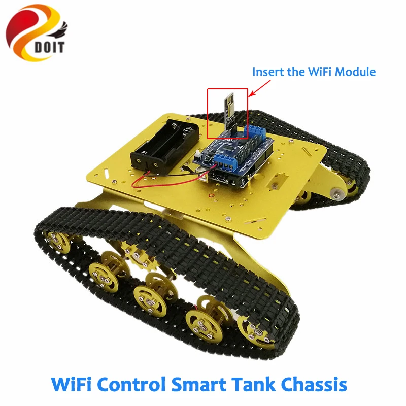 DOIT TS300 Shock Absorber Tank Chassis with DT-06 WiFi Module+Development Board+Motor Driver Board Kit DIY RC Toy
DOIT TS300 Shock Absorber Tank Chassis with DT-06 WiFi Module+Development Board+Motor Driver Board Kit DIY RC Toy