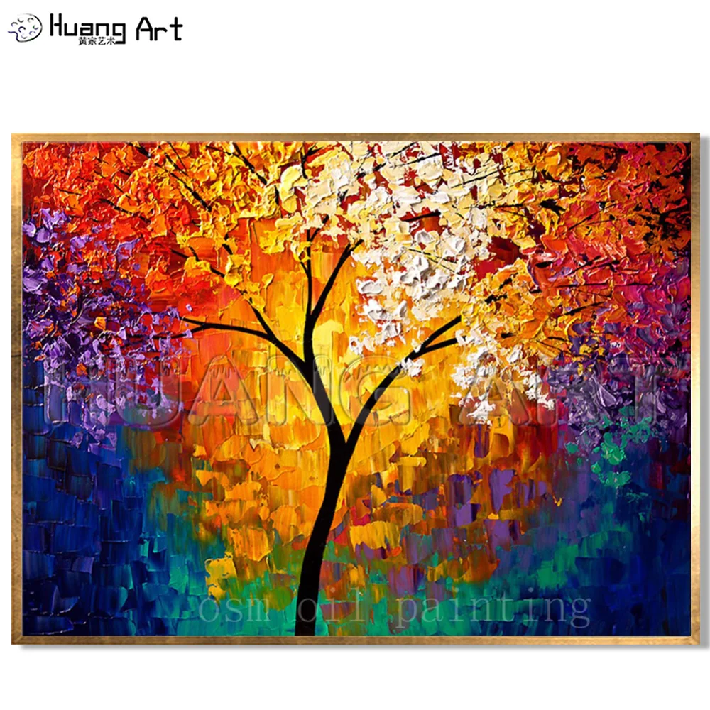 High Skill Handmade Wall Decorative Colorful Life of Tree Picture Hand Painted Palette Knife Rich Tree Landscape Oil Painting
High Skill Handmade Wall Decorative Colorful Life of Tree Picture Hand Painted Palette Knife Rich Tree Landscape Oil Painting