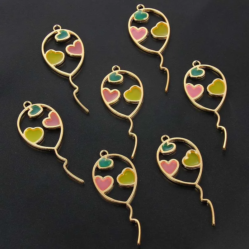 10pcs Enamel Gold Balloon Heart Alloy Charms Pendant Handmade DIY Bracelet Earrings Necklace Jewelry Findings 39*16MM
10pcs Enamel Gold Balloon Heart Alloy Charms Pendant Handmade DIY Bracelet Earrings Necklace Jewelry Findings 39*16MM