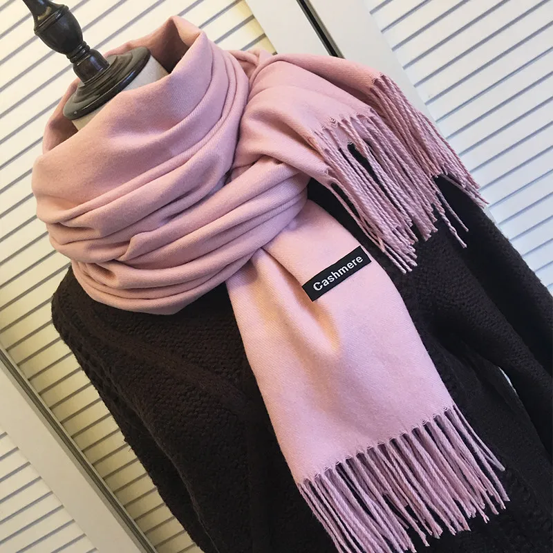 

2021Women Solid Color Cashmere Scarves With Tassel Lady Winter Autumn Long Scarf Thinker Warm Female Shawl Hot Sale Men Scarf