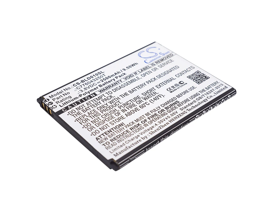 Cameron Sino High Quality 2500mAh Battery C776043250T for BLU D0010UU, Dash X LTE D0010U
Cameron Sino High Quality 2500mAh Battery C776043250T for BLU D0010UU, Dash X LTE D0010U