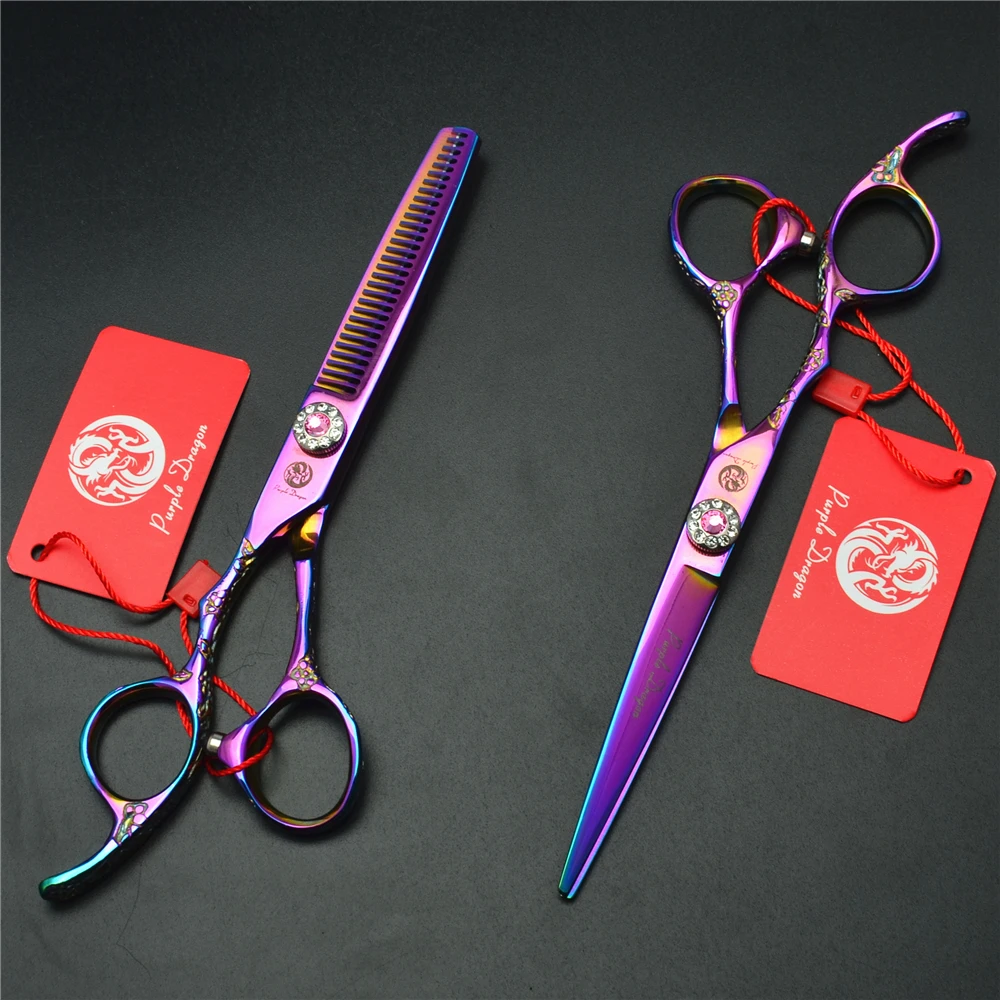 2Pcs Left Hand 6 inch 17.5cm Purple Professional Human Hair Scissors Hairdressing Scissors Cutting Shears + Thinning Scissors
2Pcs Left Hand 6 inch 17.5cm Purple Professional Human Hair Scissors Hairdressing Scissors Cutting Shears + Thinning Scissors