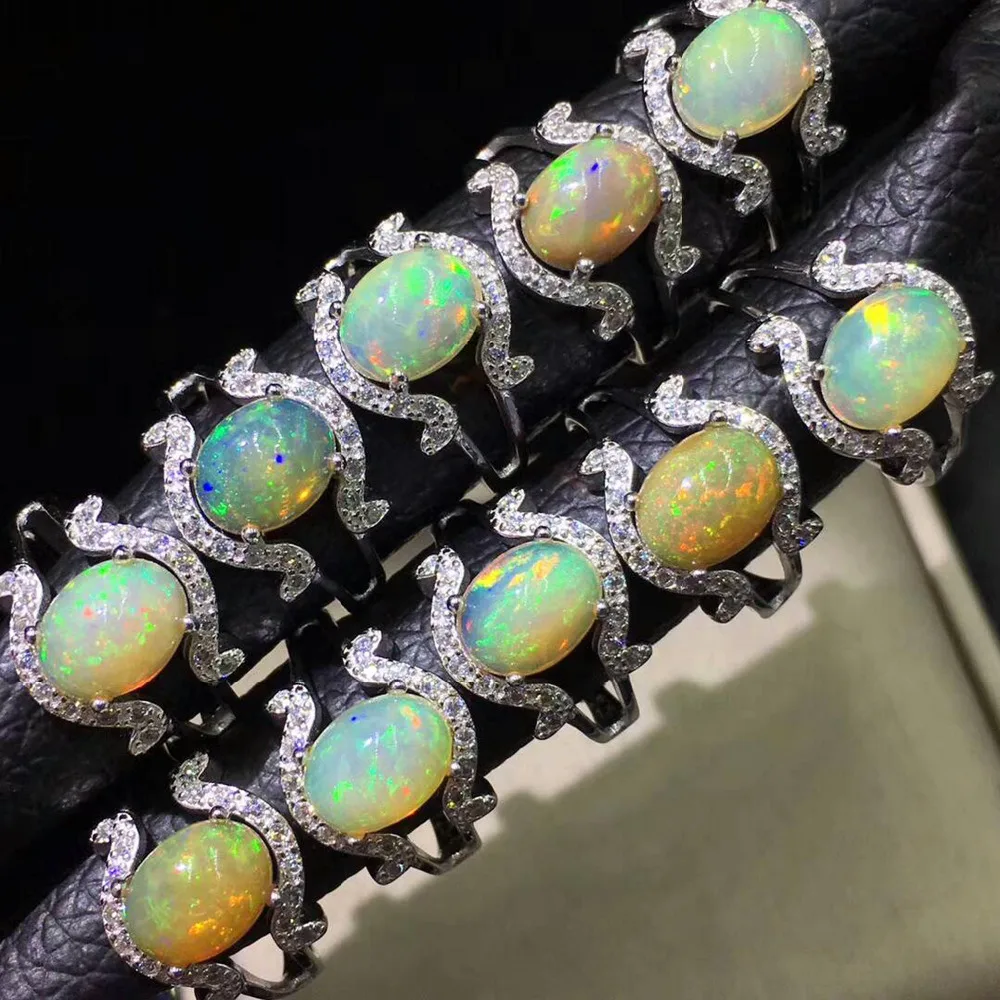 925 Sterling Silver Ring with 100% Real Natural Opal Oval 7x9mm Multicolor Opal Wedding Rings for Women Adjustable Rings Size
925 Sterling Silver Ring with 100% Real Natural Opal Oval 7x9mm Multicolor Opal Wedding Rings for Women Adjustable Rings Size