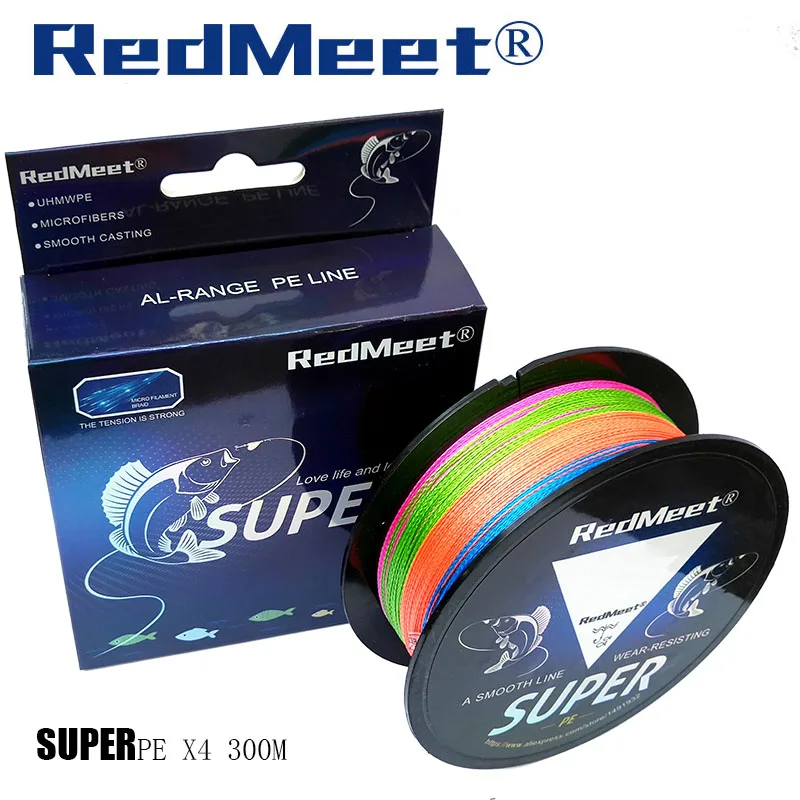 RedMeet Фирменная плетеная рыболовная леска 300 м 4 пряди 12 фунтов 15 20 30 38 43 52 65 83